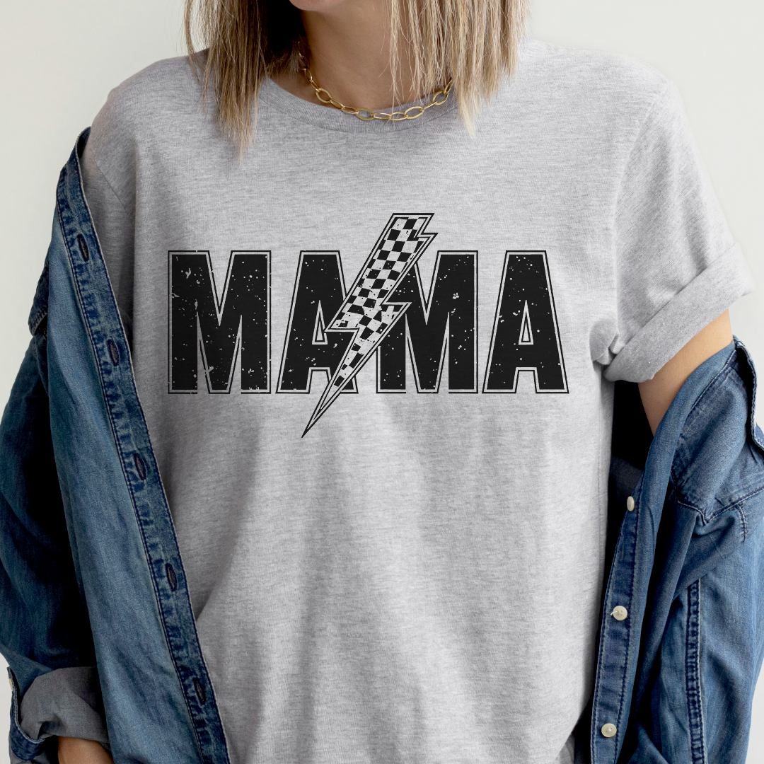Mama Checkered Bolt Tee
